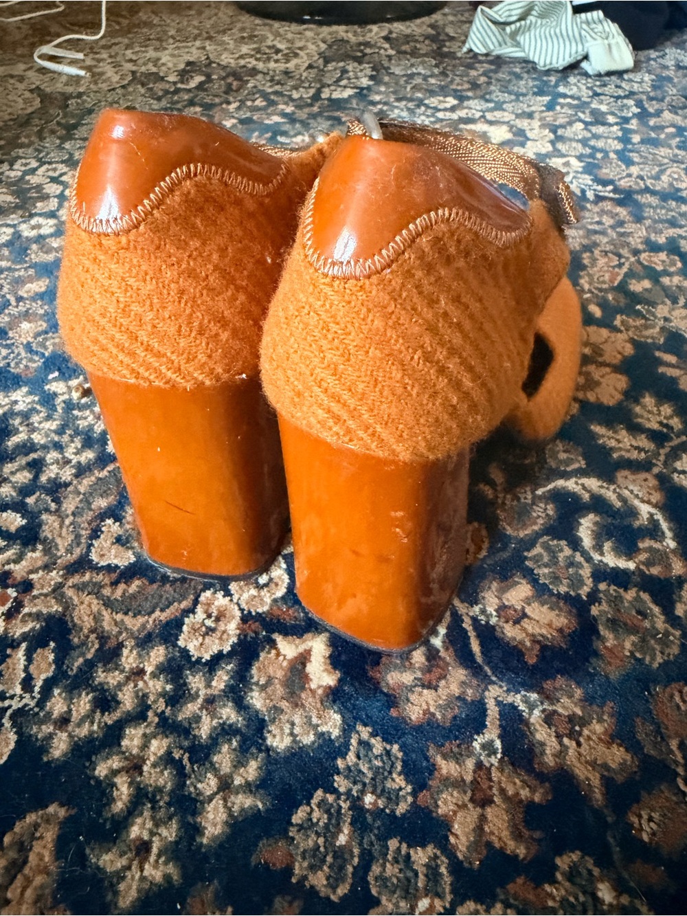 Orange Prada Ankle-Strap Block Heel Pumps - Picture 5 of 5